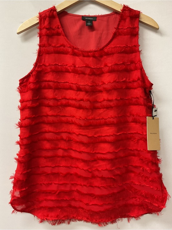 Halogen Tops - Brand New-Halogen Women’s Red Fringe Stripe Sleeveless Top